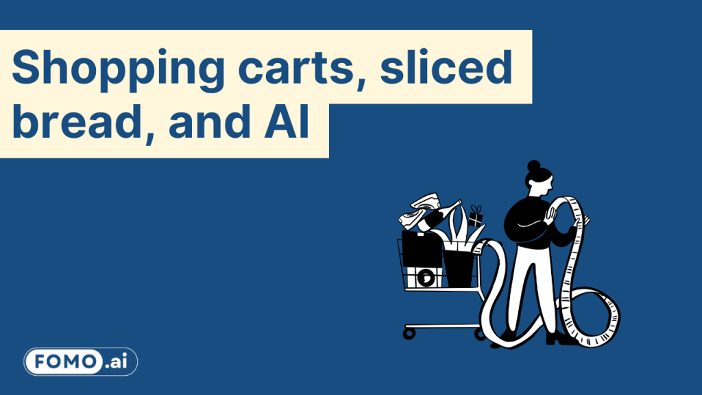 Shopping carts, sliced bread, and AI comparison with a person handling a shopping cart